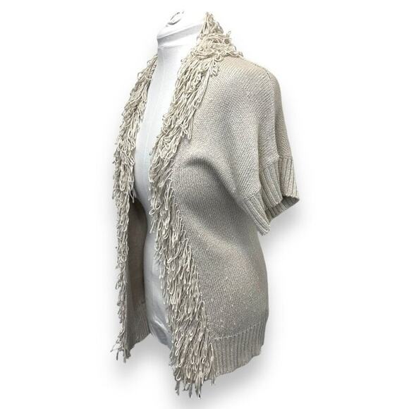 Mac & Jac Womens S Cream Fringe Cardigan - Acrylic & Nylon - Picture 2 of 9